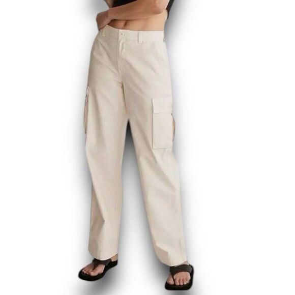 Madewell Pants Womens 26 Cream Cargo Garment Dyed Low Slung Straight High Waist - Picture 13 of 13